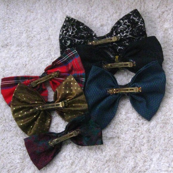 Vintage 80s Big Hair Bows Bundle of 6 Hair Accessories - Picture 8 of 8